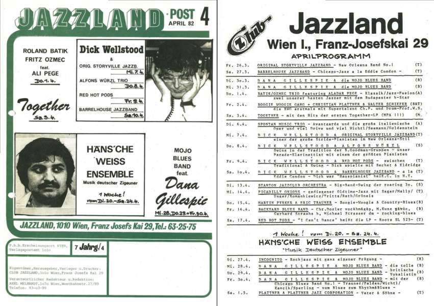 Jazzland Programm-Cover 04/1982