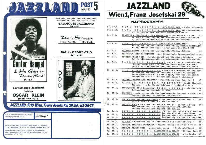 Jazzland Programm-Cover 05/1982