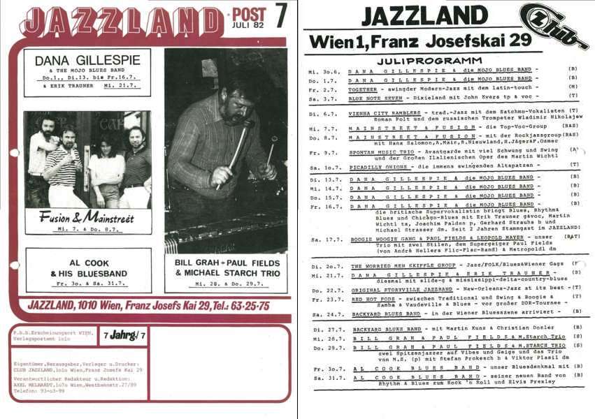 Jazzland Programm-Cover 07/1982