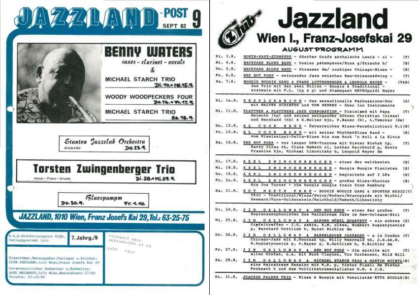 Jazzland Programm-Cover 09/1982