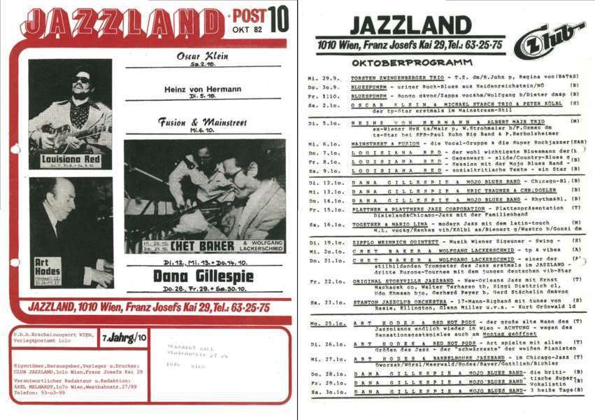 Jazzland Programm-Cover 10/1982