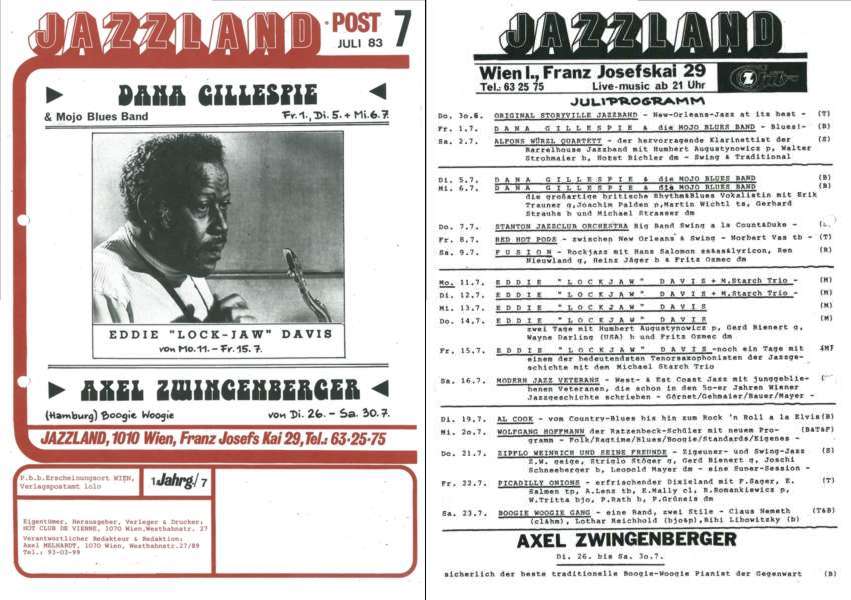 Jazzland Programm-Cover 07/1983