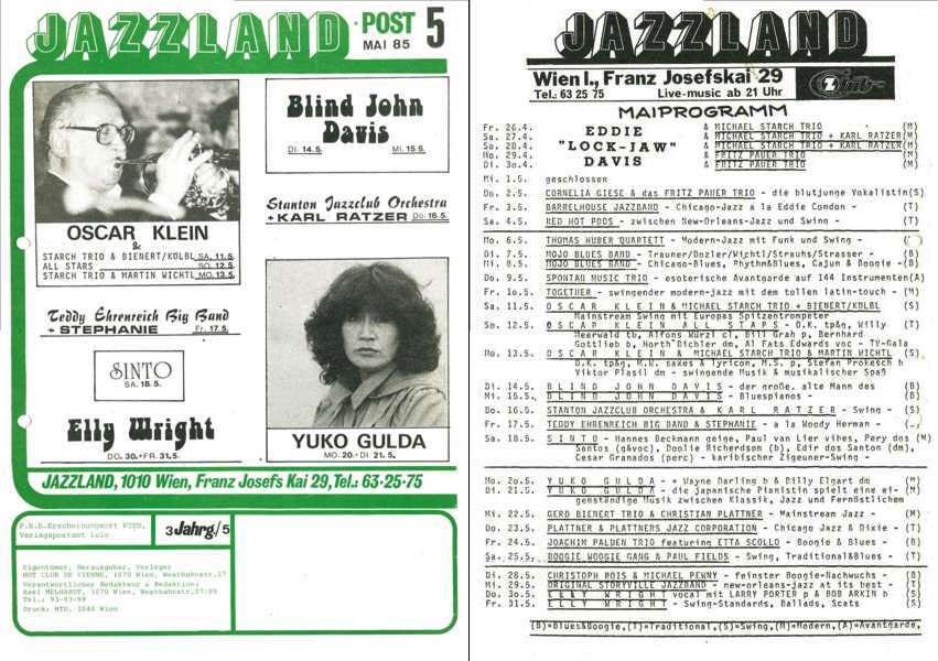 Jazzland Programm-Cover 05/1985