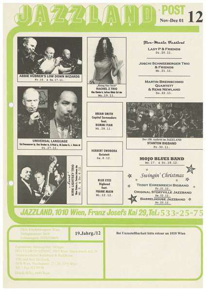 Jazzland Programm-Cover 11-12/2001