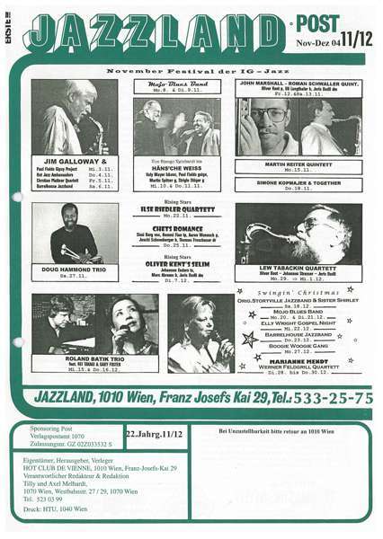 Jazzland Programm-Cover 11-12/2004