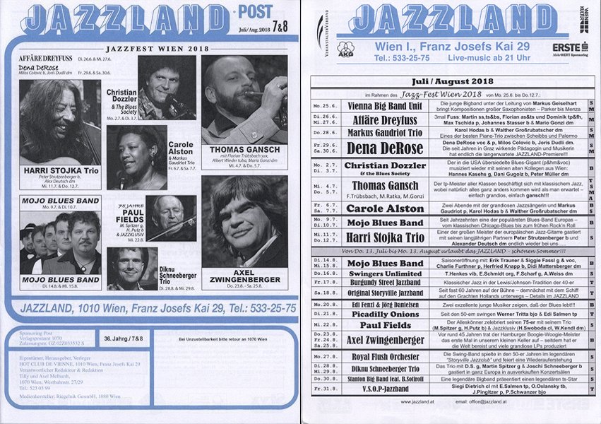Jazzland Programm-Cover 07-08/2018
