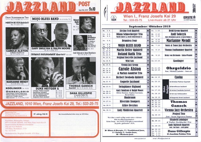 Jazzland Programm-Cover 09-10/2019